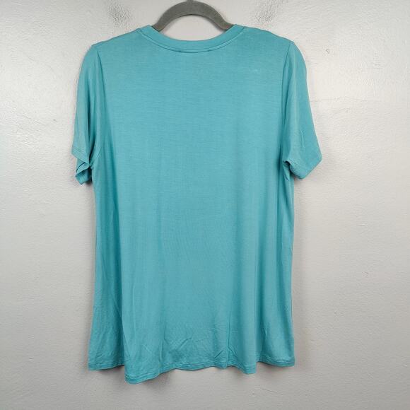 Johnny Was Viscose‎ T-Shirt Womens Small Teal Blue Stretch Capsule Pullover Top - Picture 5 of 9